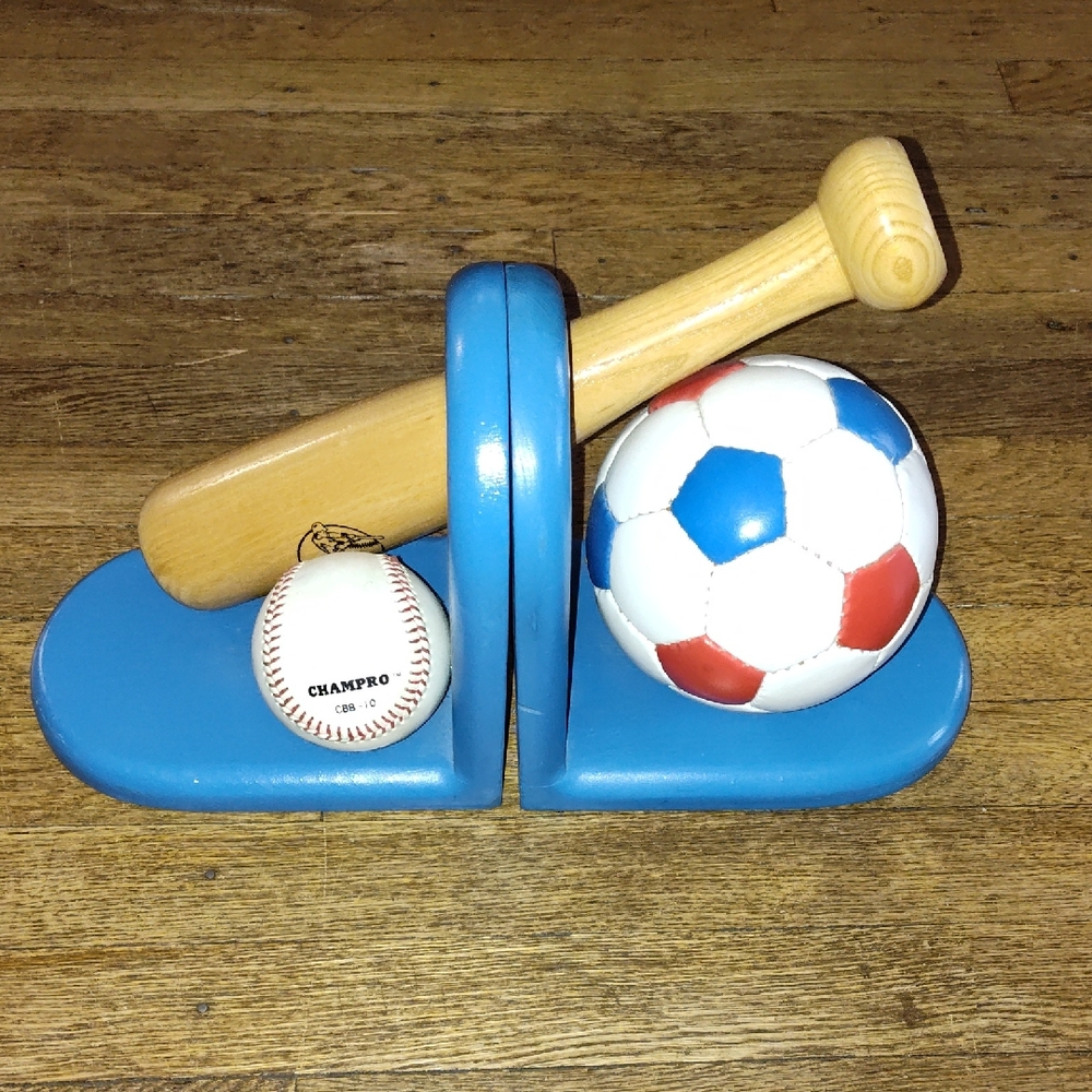 Baseball Soccer Baseball Bat Bookends Bellini EUC